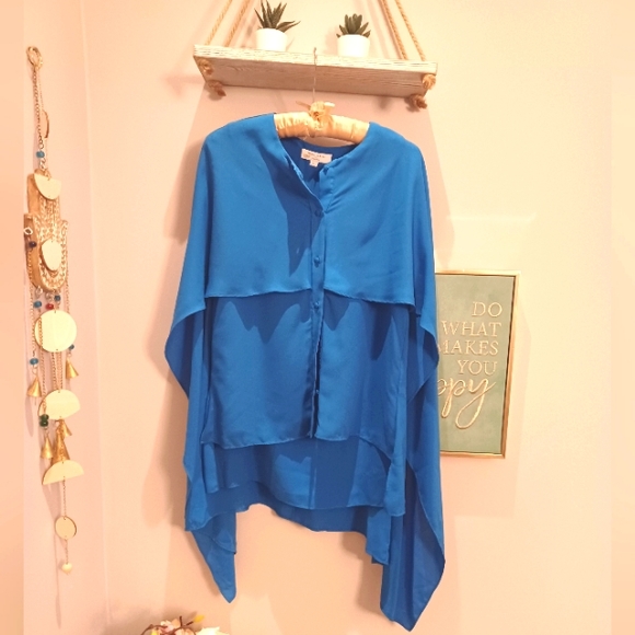 Prabal Gurung Collective Blue Cape Top - Picture 4 of 8